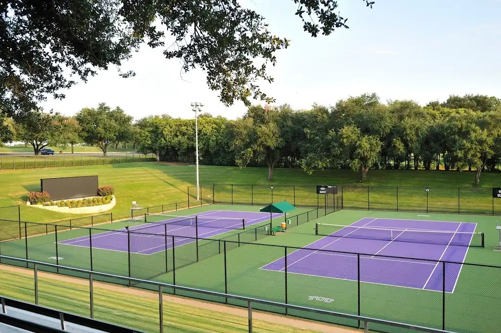 Purple and green Greenset tennis courts at Texas Christian University